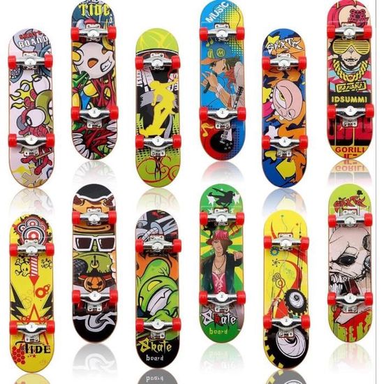 Lot De 24 Mini Finger Skateboards - Planches à Doigts Stylées, Motifs Aléatoires, Pour Enfants Et Ados - 11