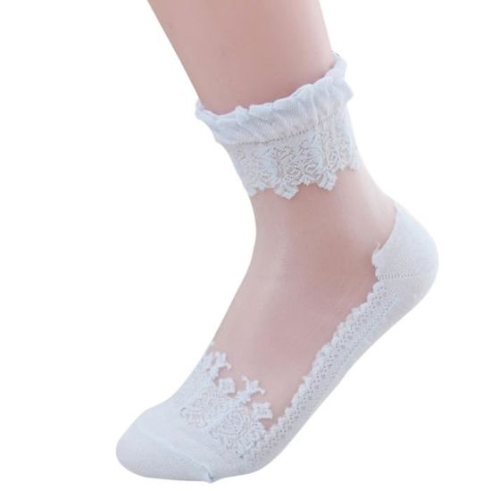 3 Paires Chaussettes à Volants En Dentelle Pour Filles - Modèle Princesse à La Cheville Blanches En Coton Confortables Pour 4 à 8 Ans
