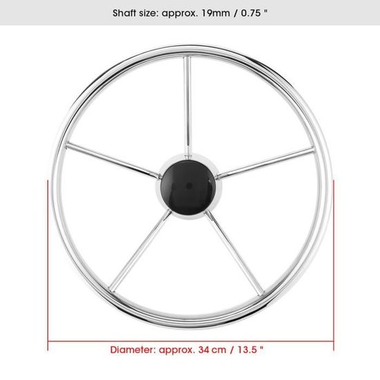 Volant Bateau Marine Acier Inoxydable – 5 Rayons 25° – Universel – 11 Pouces