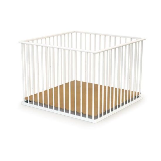 Parc bébé en bois FORMULA BABY - Blanc - 100x100 cm - Fond PVC réglable - De 0 à 24 mois