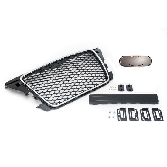 Calandre Nid D'Abeilles Noir Brillant Pour Audi A3 S3 RS3 8P 8PA 2008-2013 - Sans Emblème, Plastique ABS, Support Logo Inclus - 6
