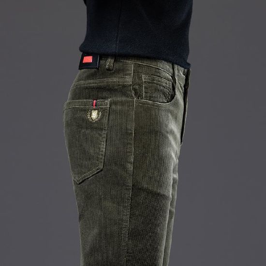 Pantalon Chino Homme En Velours Côtelé - Coupe Droite, Devant Plat, Décontracté Et Confortable