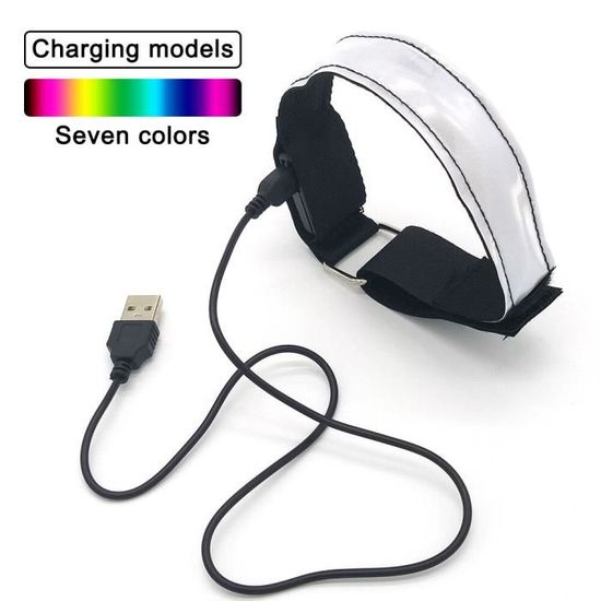 Brassards Lumineux LED Rechargeables Par USB - Lot De 2, 5 Couleurs, 3 Modes - Pour Running, Vélo, Sécurité Nocturne