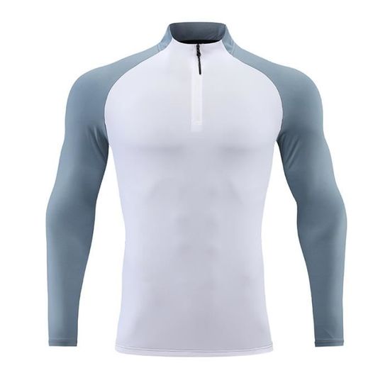 T-shirt Homme Basique Manches Longues - Coupe Ajustée élastique - Pour Sport, Fitness Et Quotidien - Couleur Unie