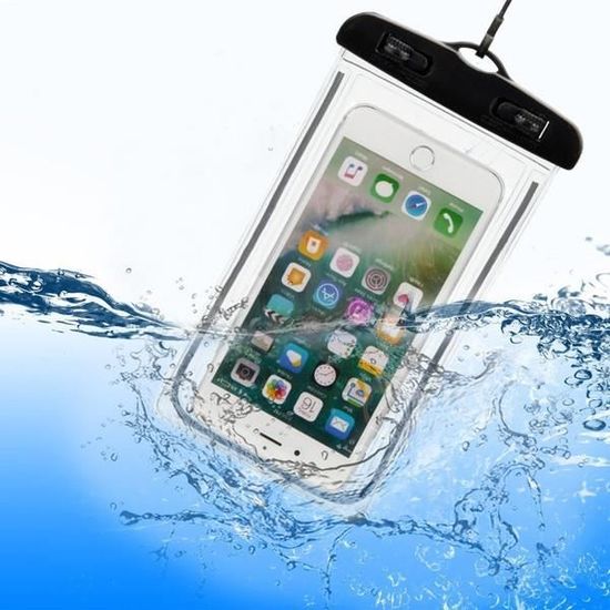 Pochette Etanche Tactile pour SAMSUNG Galaxy XCover Pro Smartphone Eau Plage IPX8 Waterproof Coque (NOIR)