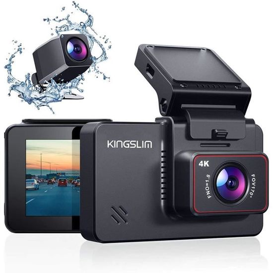 D4 4K Double Dashcam Voiture avec Wi-FI GPS, Avant 4K / 2.5K Arrière 1080P Caméra de Voiture Embarquée, 170°Grand Angle, Caméra de B
