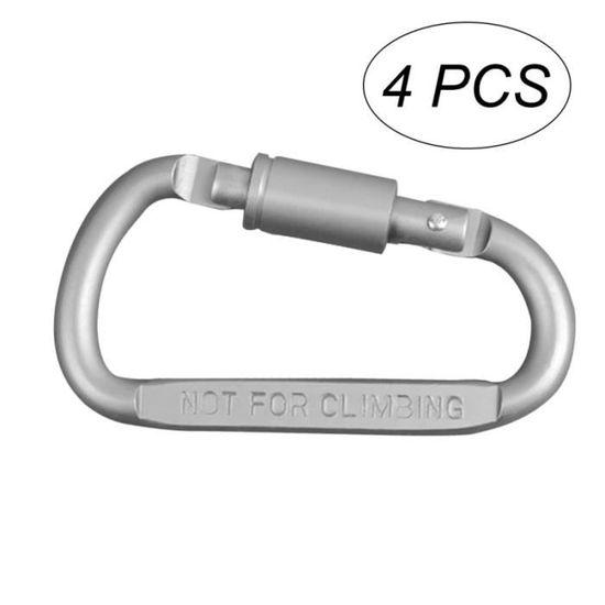 Lot De 4 Mousquetons En D Verrouillables - Alliage Aluminium, 7.5x4cm, Capacité 40kg