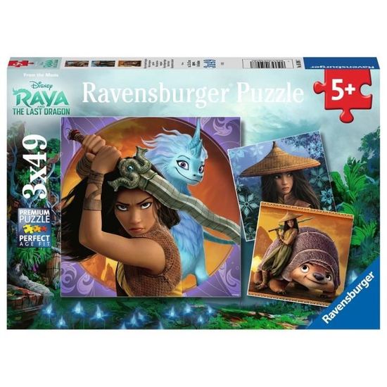 Puzzles RAYA & LE DERNIER DRAGON 3x49 pièces - Ravensburger - Pour enfants dès 5 ans