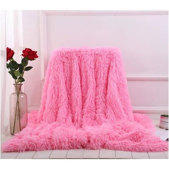 Plaid en Fausse Fourrure Rose Chaud main image 1