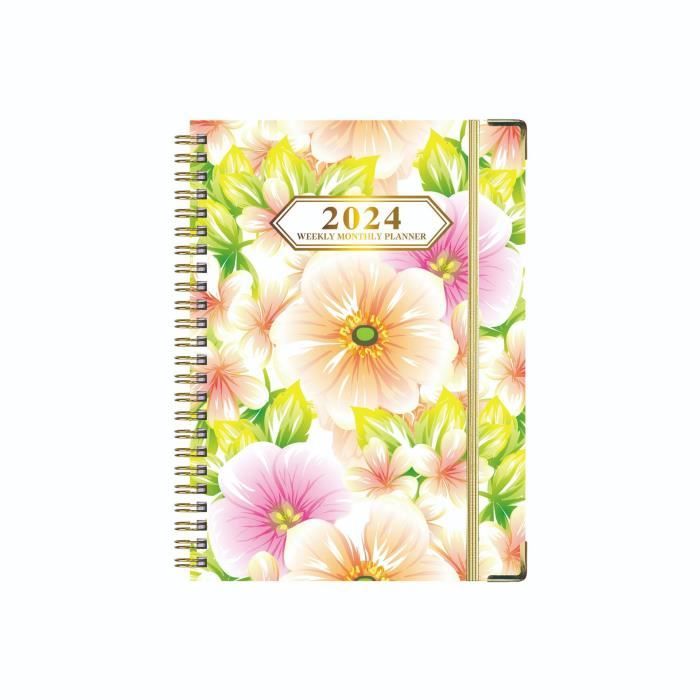 Agenda 2026 Relié - Format 15,8x21,7 Cm - Semainier Et Mensuel - Design Floral - Avec Autocollants Et Onglets