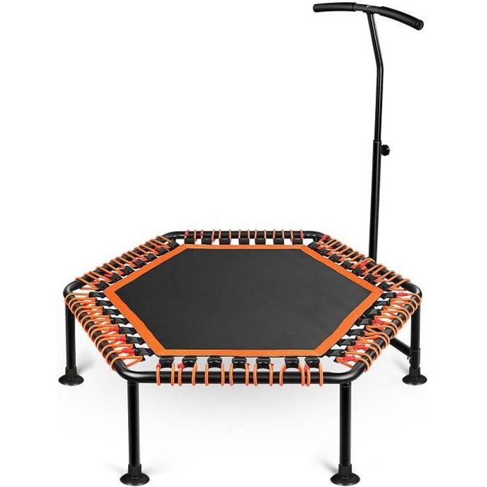 AMZDEAL Trampoline de Fitness - Poignée T - Réglable en Hauteur - Coussin de Pied à Ventouse - avec Support pour Téléphone - Bleu