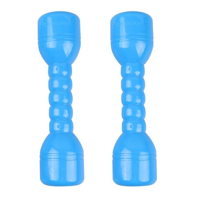 1 paire d'haltères en plastique ergonomiques enfants matin exercice haltères barre à main pour la maternelle (Type B bleu, phonique)