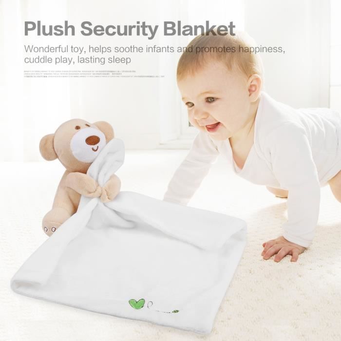 Couverture bébé Belle ours de sécurité Consolateur Couverture apaisante(Blanc)