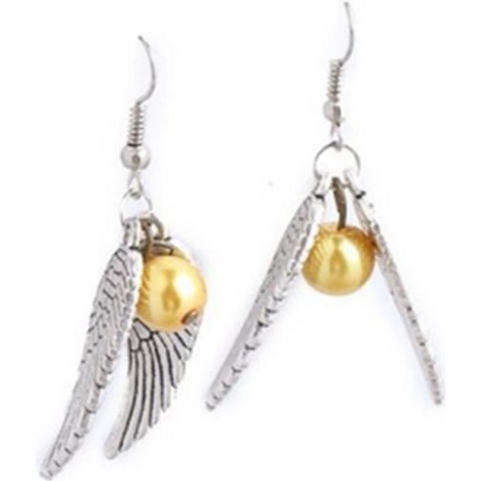 Boucles d'oreille Harry potter balle magique le Vif d'or Quidditch ailes argent