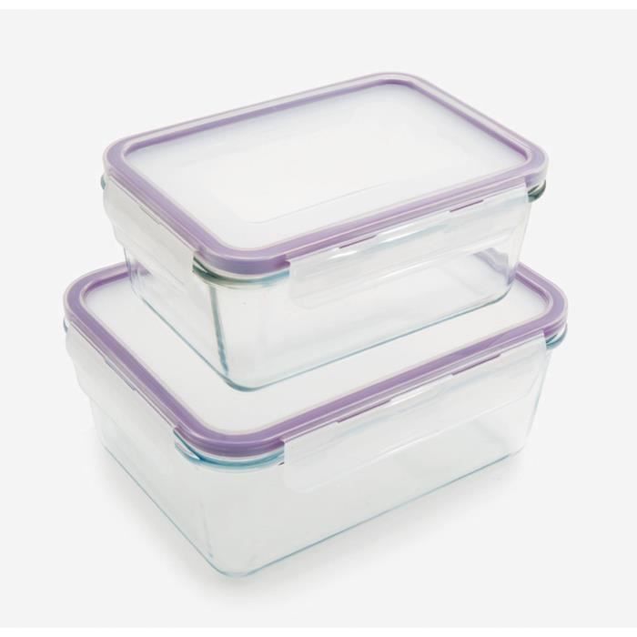 Set de 2 boîtes en verre avec couvercle Kitchen Friday - Blanc
