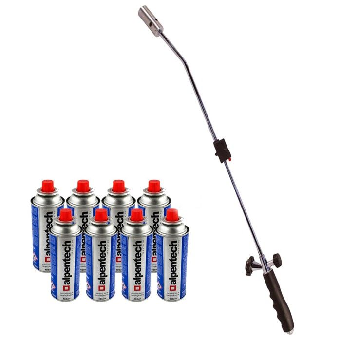 Desherbeur thermique piezo KZ Garden Chalumeau gaz + 8 Recharges Desherbant thermique écologique Brule herbes Torche de jardin