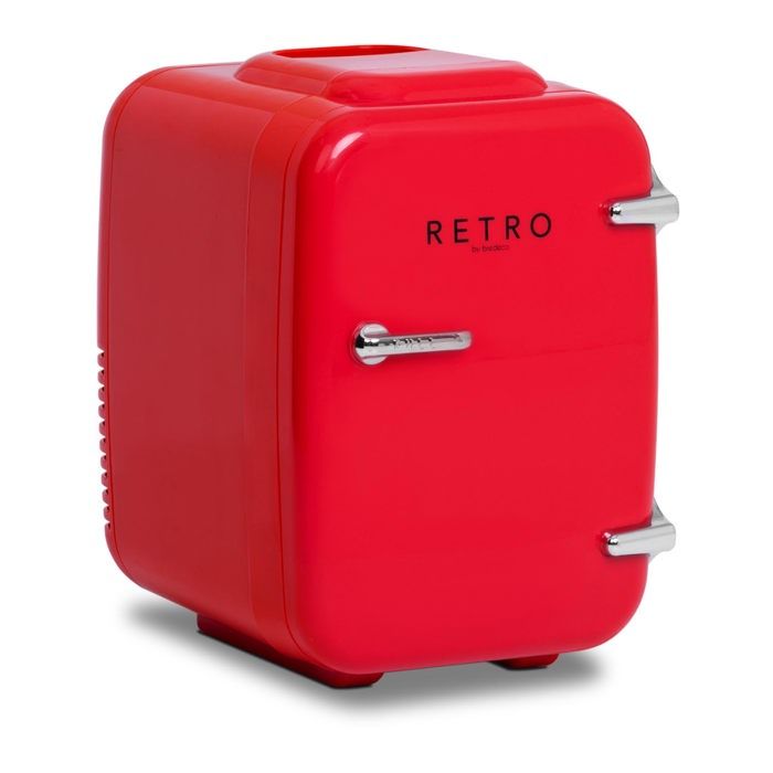 Mini Frigo Petit Réfrigérateur Minibar Bredeco BCMF-4L-S (5 À 65 °C, Avec Fonction Chauffante, Étagère Amovible, 4L, Rouge)
