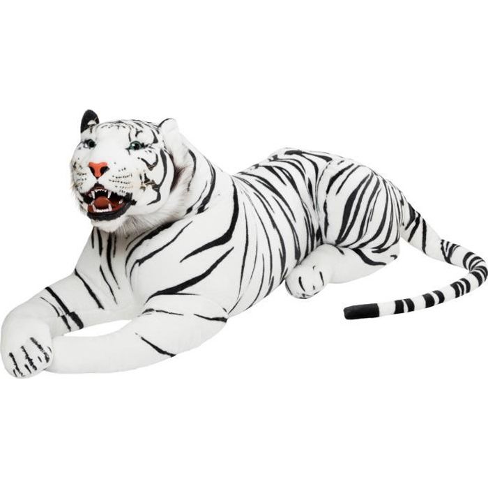 BRUBAKER - Peluche géante blanc Tigre avec des dents - 130 cm