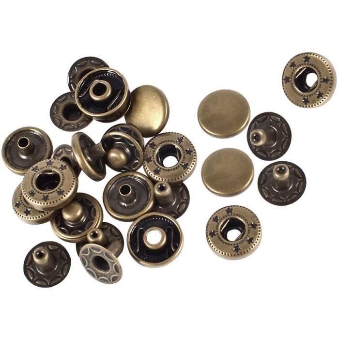 Weddecor 17mm Bronze Boutons Pression S-RESSORT 4 Parties Boutons-Pression Cousue Boutons Pour Maroquinerie, Couture, Vestes,...