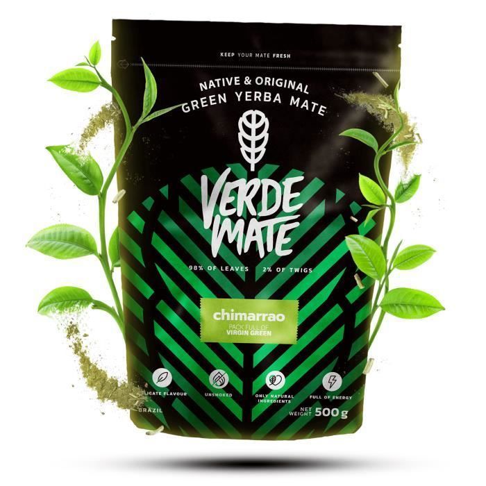 Yerba Maté Verde Mate Chimarrao - Verde Mate Chimarrao 500g - Yerba Maté du Brésil - Haute qualité - Forte stimulation - Sans fumée