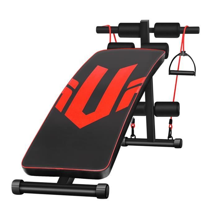 GEEMAX Banc de Musculation entraînement Pliable Abdominaux Aos Fitness à Domicile Avec 2 Cordes d’Entraînement