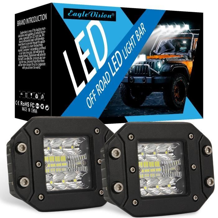 2pcs 48W encastré LED Light Work Bar Faisceau LED Spot pods Conduite Phares antibrouillard IP67 Travail Waterproof LED