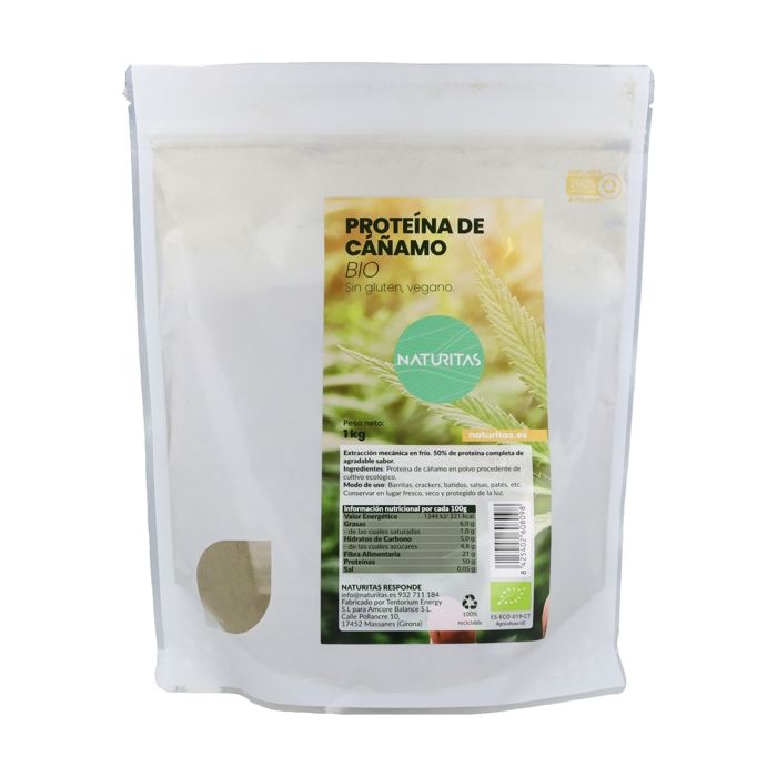 Poudre de protéine de chanvre 1 kg Bio Naturitas - Idéal pour les athlètes - Supersouriment