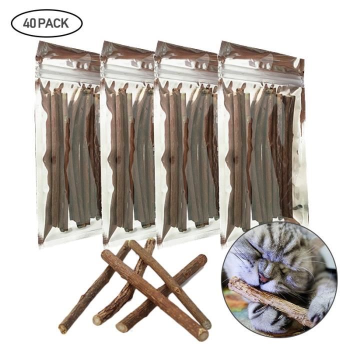 Animalerie,Dentifrice molaire pour chat,bâton naturel cataire Matatabi Actinidia Fruit bois Polygonum,Snacks pour - Type 40PCs