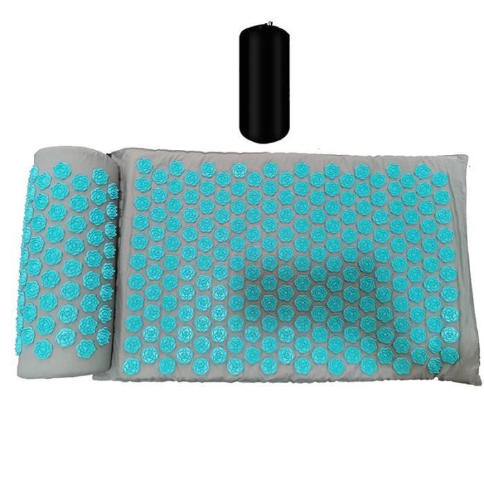 Tapis de sol,Tapis d'acupression de Yoga, coussin de Massage, soulage le Stress, les douleurs de dos et de - Type lotus blue set