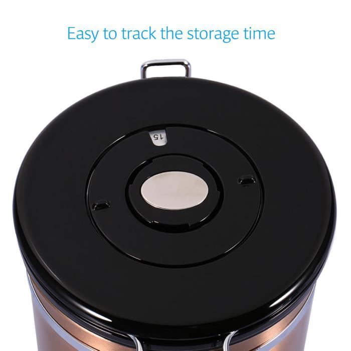 Drfeify Boîte de café La boîte métallique hermétique de stockage de récipient de grains de café d'acier inoxydable de 1.5L