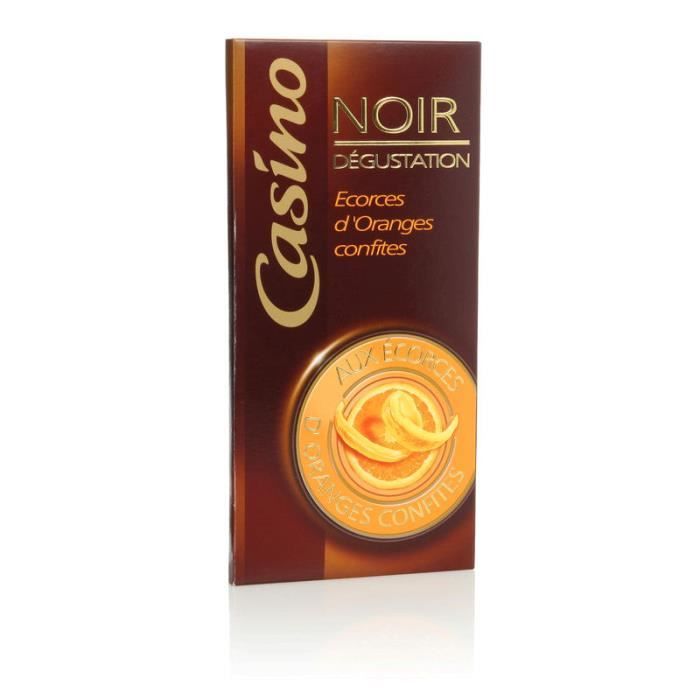 Choc. noir aux écorces d'oranges - 100 g