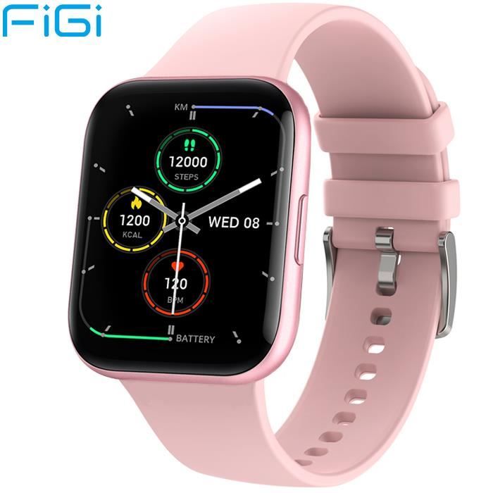 Smartwatch FiGi P25 Montre Connectée Bluetooth 5.1 IP68 Etanche pour Samsung Sony Huawei Xiaomi Android Rose