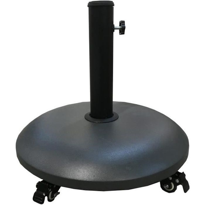 Pied de parasol béton 20kg anthracite sur roulettes