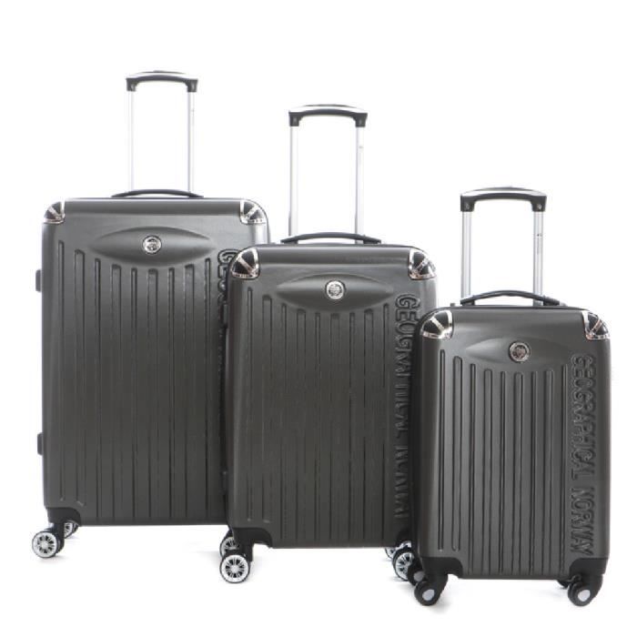 Set de 3 Bagages en ABS Geographical Norway Softless Gris