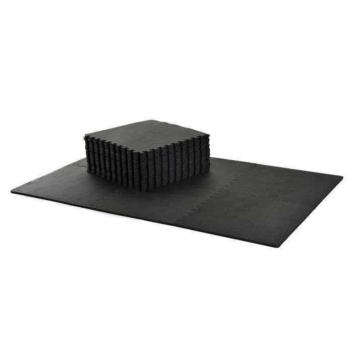 Tapis interconnectables en mousse 62 cm x 62 cm x 13 mm avec bordures tapis puzzle 25 pièces 9,3 m² de surface noir neuf 11BK