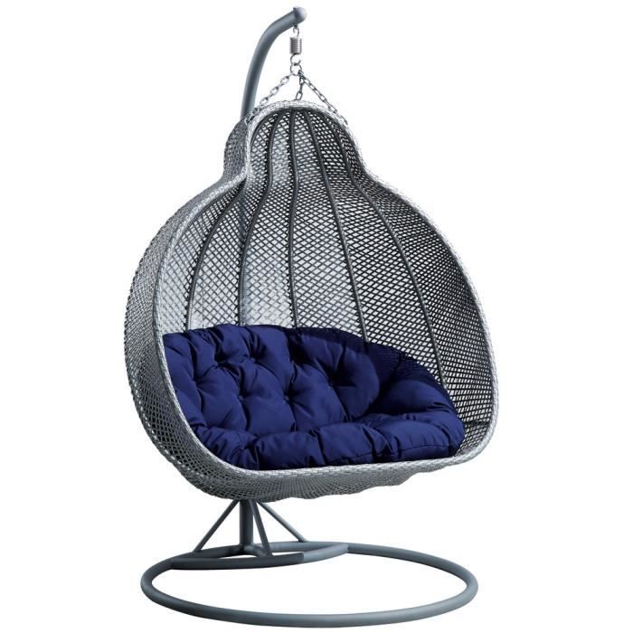 Fauteuil suspendu de jardin en résine tressée pour 2 personnes, double fauteuil suspendu, œuf suspendu cocon