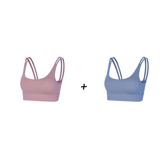 2 pièces Femme Sous vetements Bustier corset pour Jogging Yoga Gym Fitness(Couleurs différentes et Même taille)-M-Violet-Bleu
