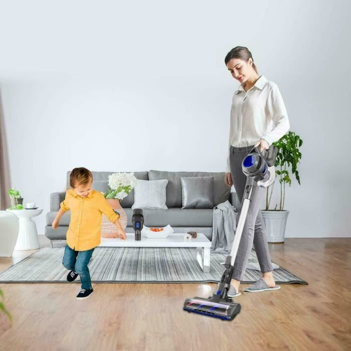 Aspirateur balai sans sac sans fil MOOSOO XL-618, 10000 Pa, grand écran LCD, bouton tactile, éclairage LED, batterie amovible