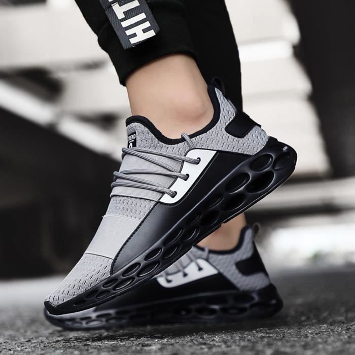 Hommes occasionnels pour chaussures de tennis adultes baskets à lacets respirantes légères zhizheyea gris
