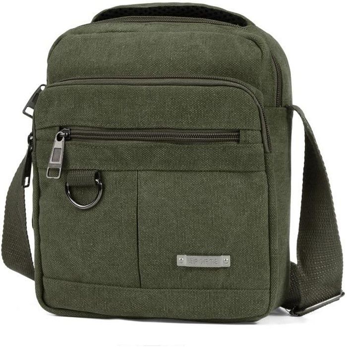 NEUFU Sacoche homme sac à bandoulière vintage toile à l'école bureau grande capacité Type D