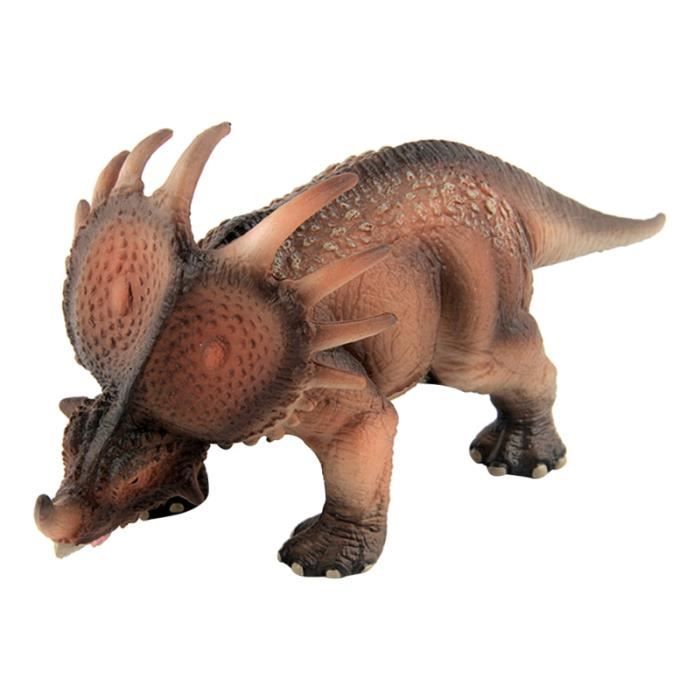 1 pc Artificiel Styracosaurus Modèle En Plastique Dinosaure Cadeau D'anniversaire pour Enfants Garçons (Brun Clair) JOUET DE BAIN