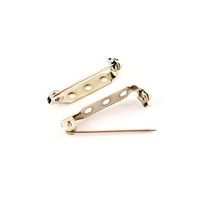 Accessoires création broche épingle sécurité création bijoux 27mm 10 pièces Gris