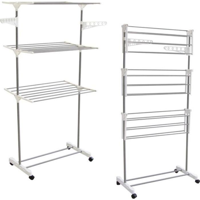Etendoir à Linge A Roulettes Meuble Pliable Séchoir Vêtement Spécial Appartement.