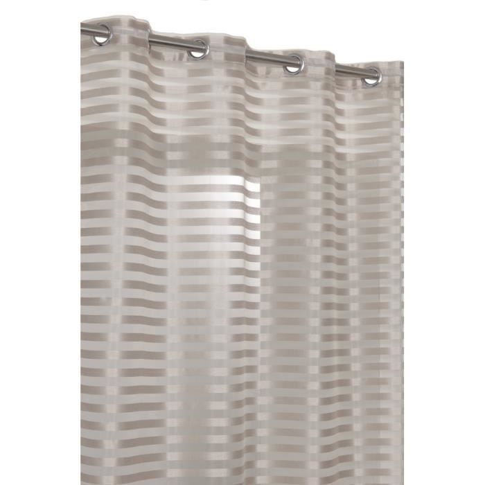 Rideau Voilage 140x260cm au Rayures Opaques Aspect Soie Beige Bronze