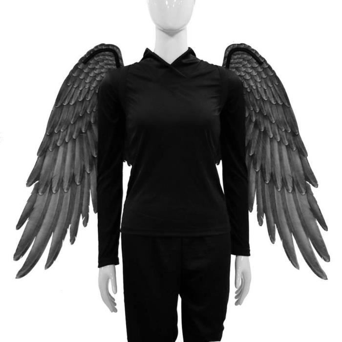 3D Ailes d'anges Carnaval Halloween Accessoire Déguisement Unisexe surdimensionné Ailes d'ange non-tissé - 105 * 45 * 75cm - NOIR
