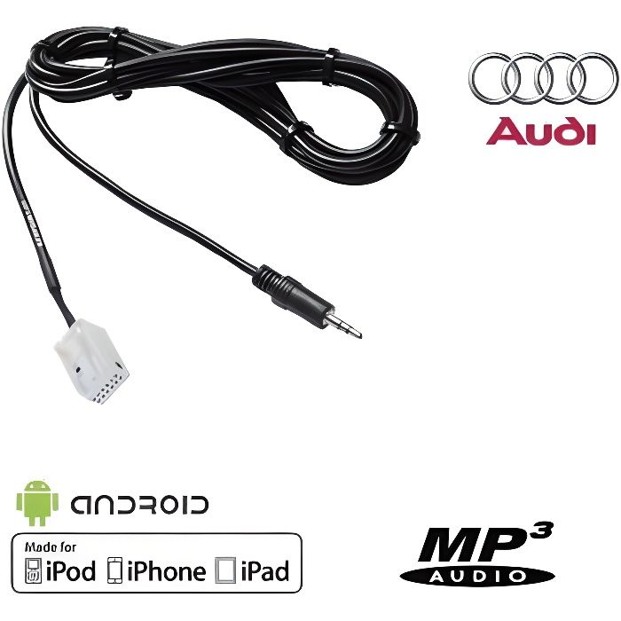 Cable Auxiliaire MP3 pour Autoradio 12Pin Audi A3 A4 TT R8 Skyexpert
