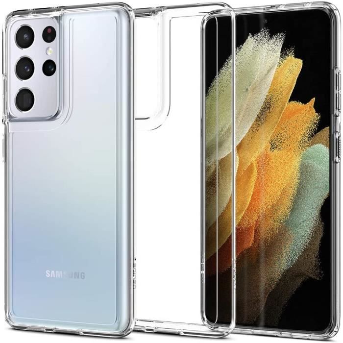 Spigen Ultra Hybrid Coque Compatible avec Samsung Galaxy S21 Ultra - Crystal Clear