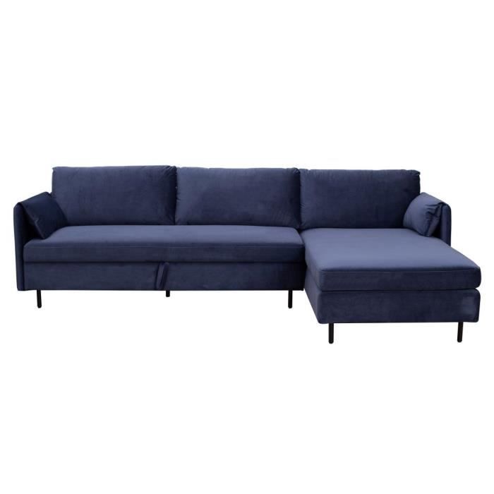 Canapé d'angle Bleu Velours Contemporain Confort