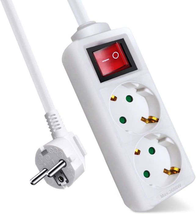 2 Câbles Avec Interrupteur 1,8 M - Fiche Européenne - 2x0,75 Mm² - Pour Lampe, éclairage - 250V 10A