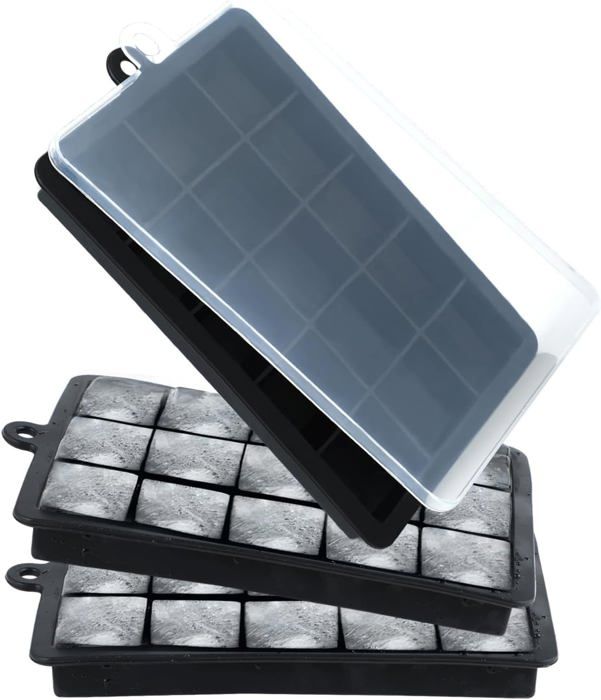 Bac à Glaçons Silicone 3 Moules Avec Couvercle - 45 Glaçons - Sans BPA Pour Cocktails, Café Et Boissons